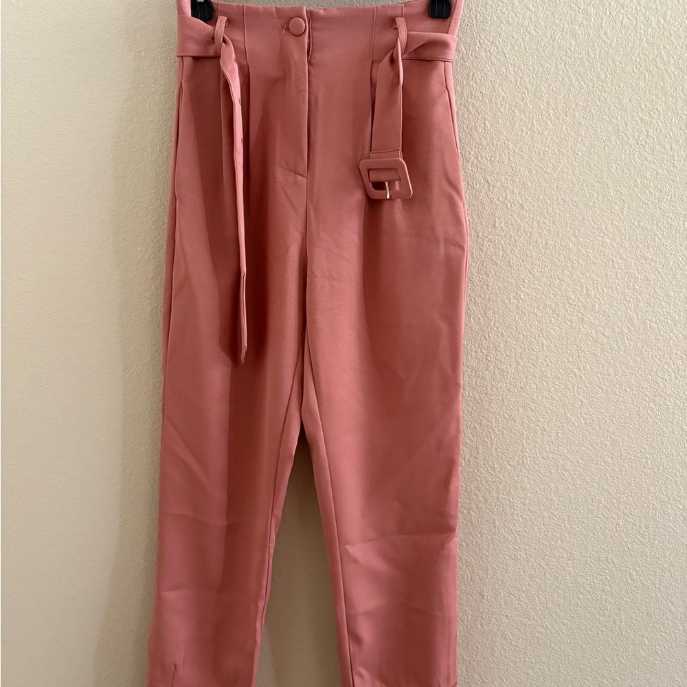 Elegant Pink High-Waisted Pants